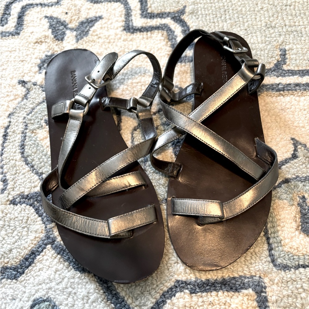 Banana Republic Pewter Gladiator style sandals.